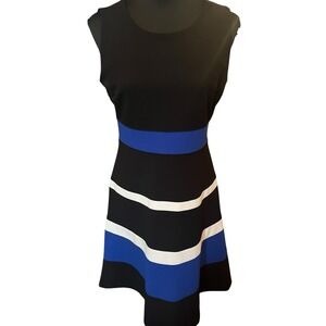 Tommy Hilfiger Womens Dress Size 8 Black And Blue A Line Logo Zipper
